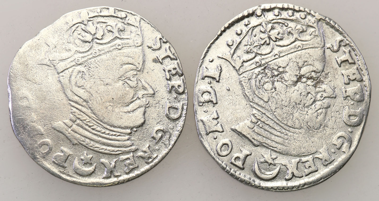 Stefan Batory. Trojak (3 grosze) 1581, Wilno, zestaw 2 monet